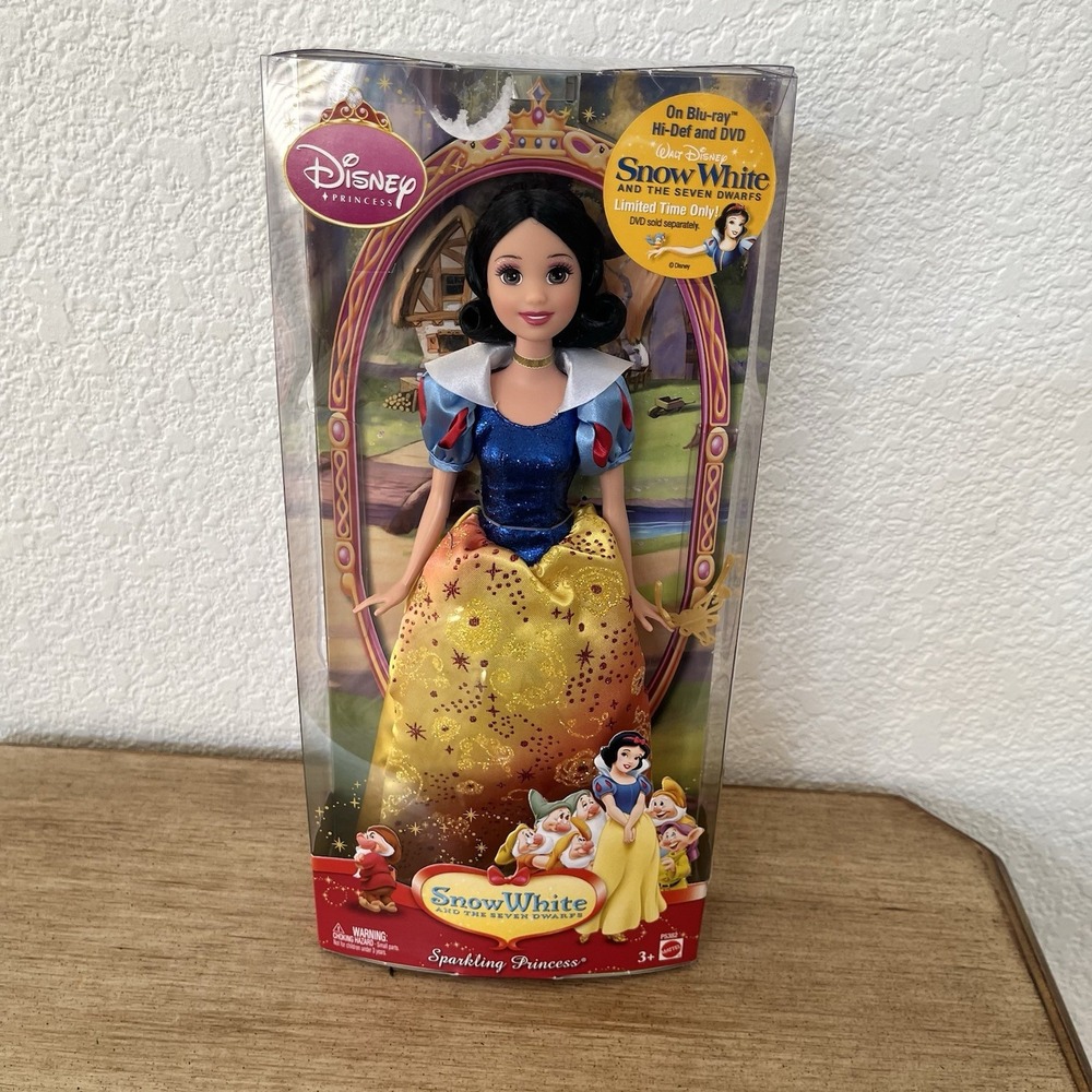 Vintage Disney Sparkling Princess SNOW WHITE Doll 2008 Mattel P5382 Y2K